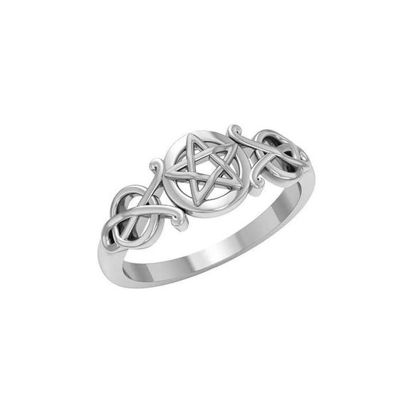 Pentacle Pentagram Sterling Silver Ring, sizes 7 & 8 - Picture 5 of 5